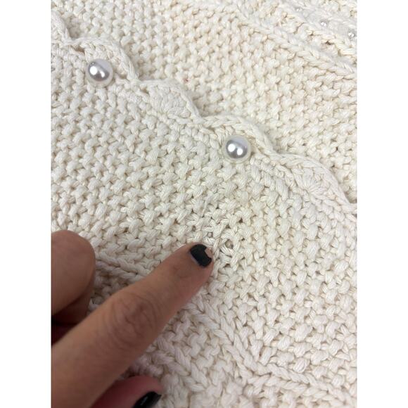 Vintage New Lauren Grey Cable Knit Sweater Cardigan Pearl Buttons SMALL - Picture 5 of 16